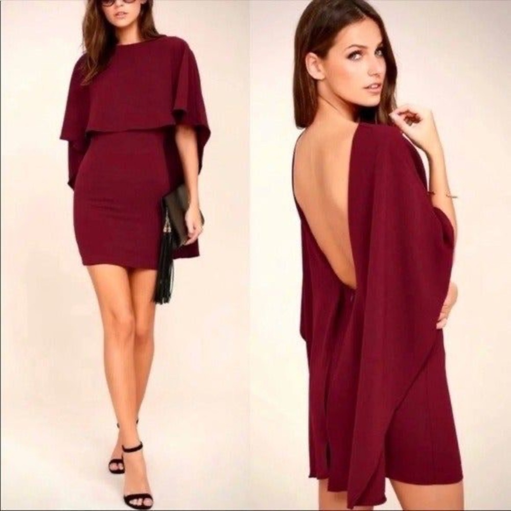 SOLD Lulu’s open back backless cape dress